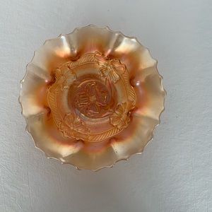 Vintage Marigold Carnival Glass Ruffle Bowl